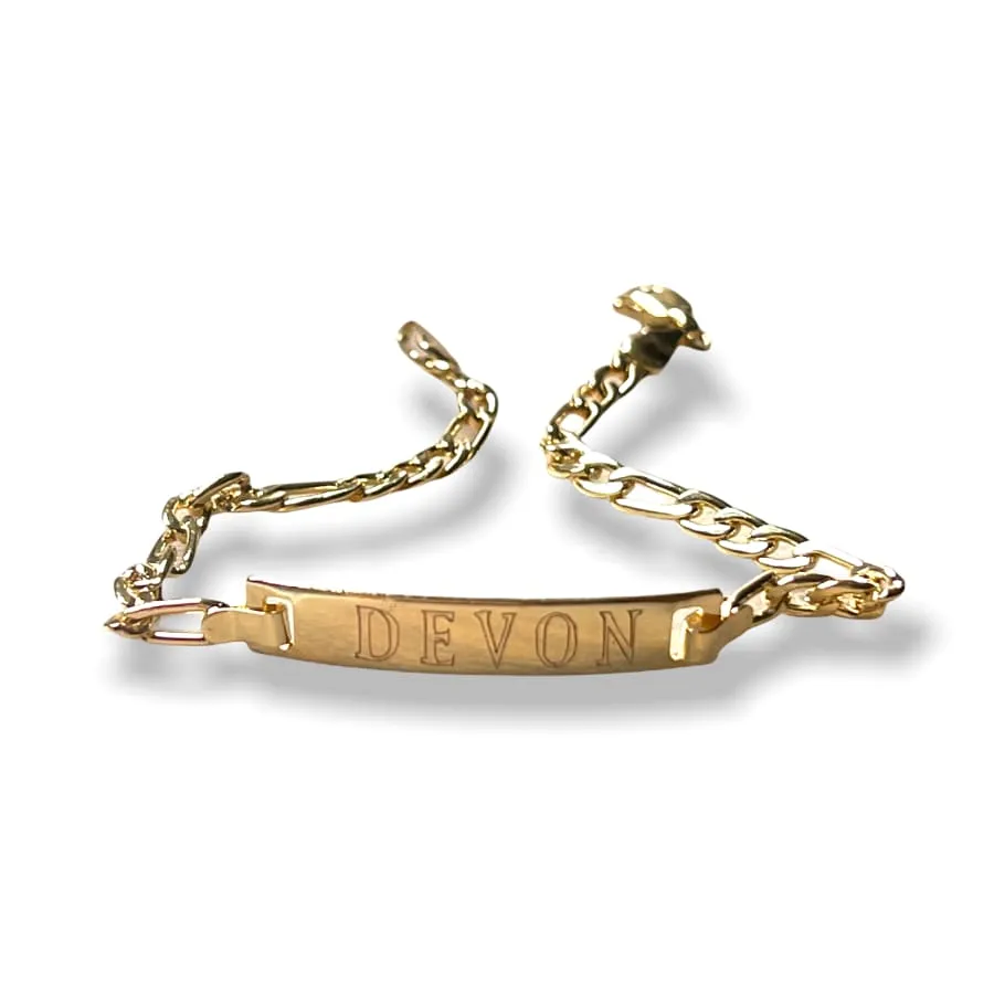 Personalized figaro id bracelet 18kts of gold plated