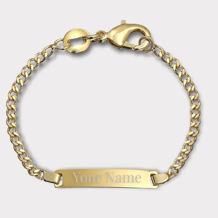 Personalized figaro id bracelet 18kts of gold plated