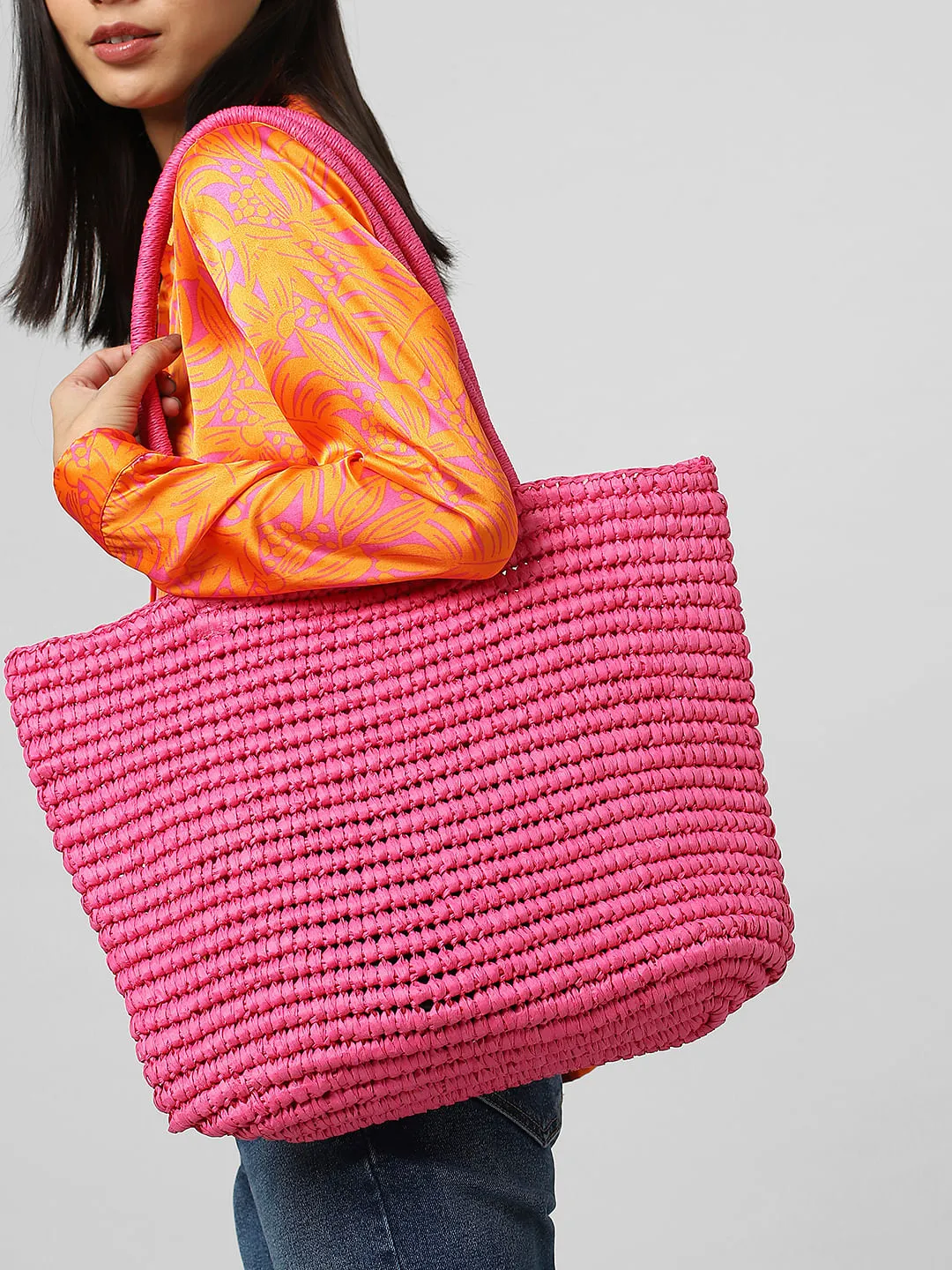 Pink Straw Bag