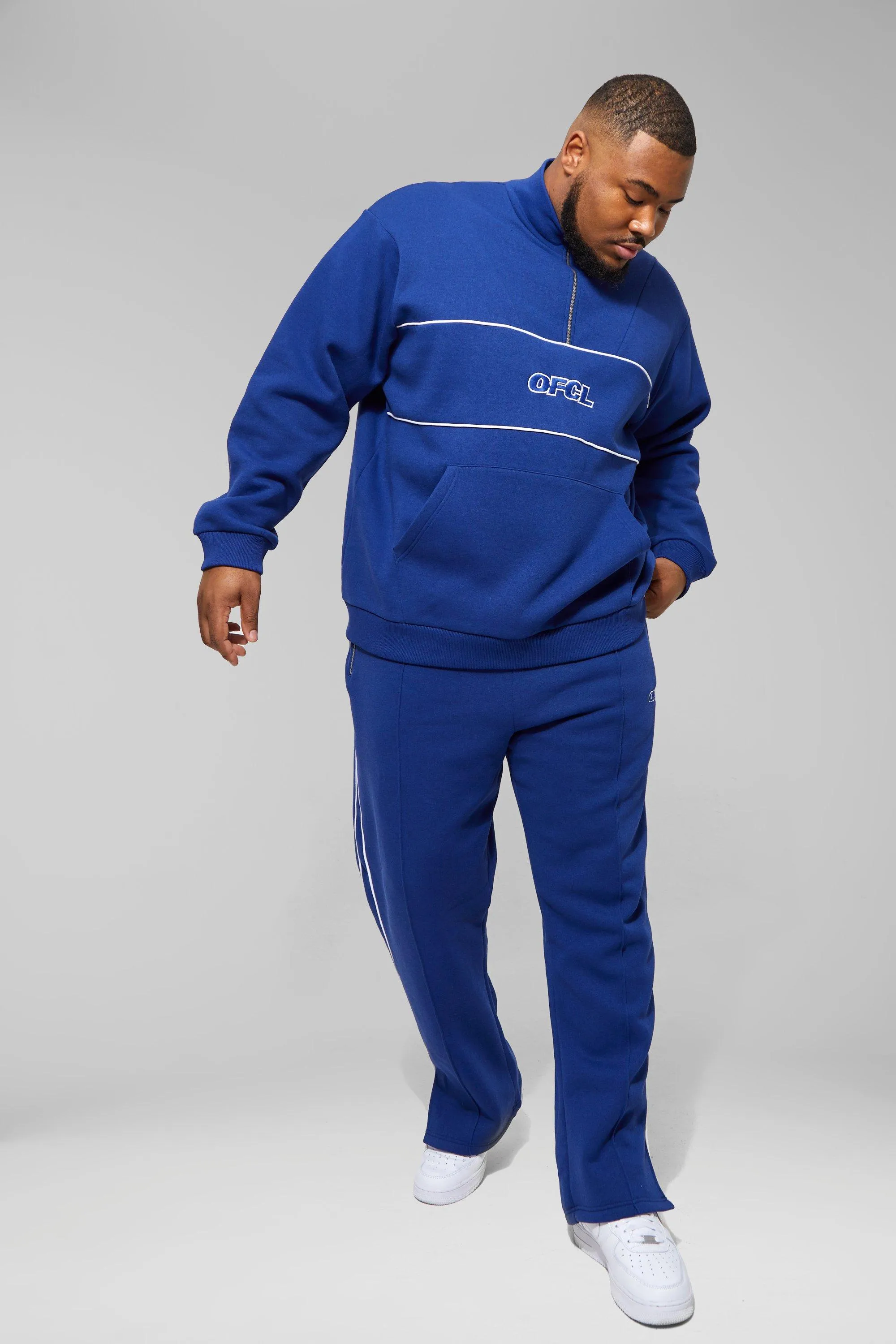 Plus Loose Fit Ofcl Zip Funnel Neck Tracksuit