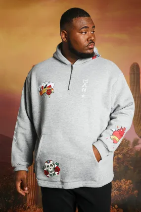 Plus Size Oversized Skull Graphic Hoodie | boohooMAN UK