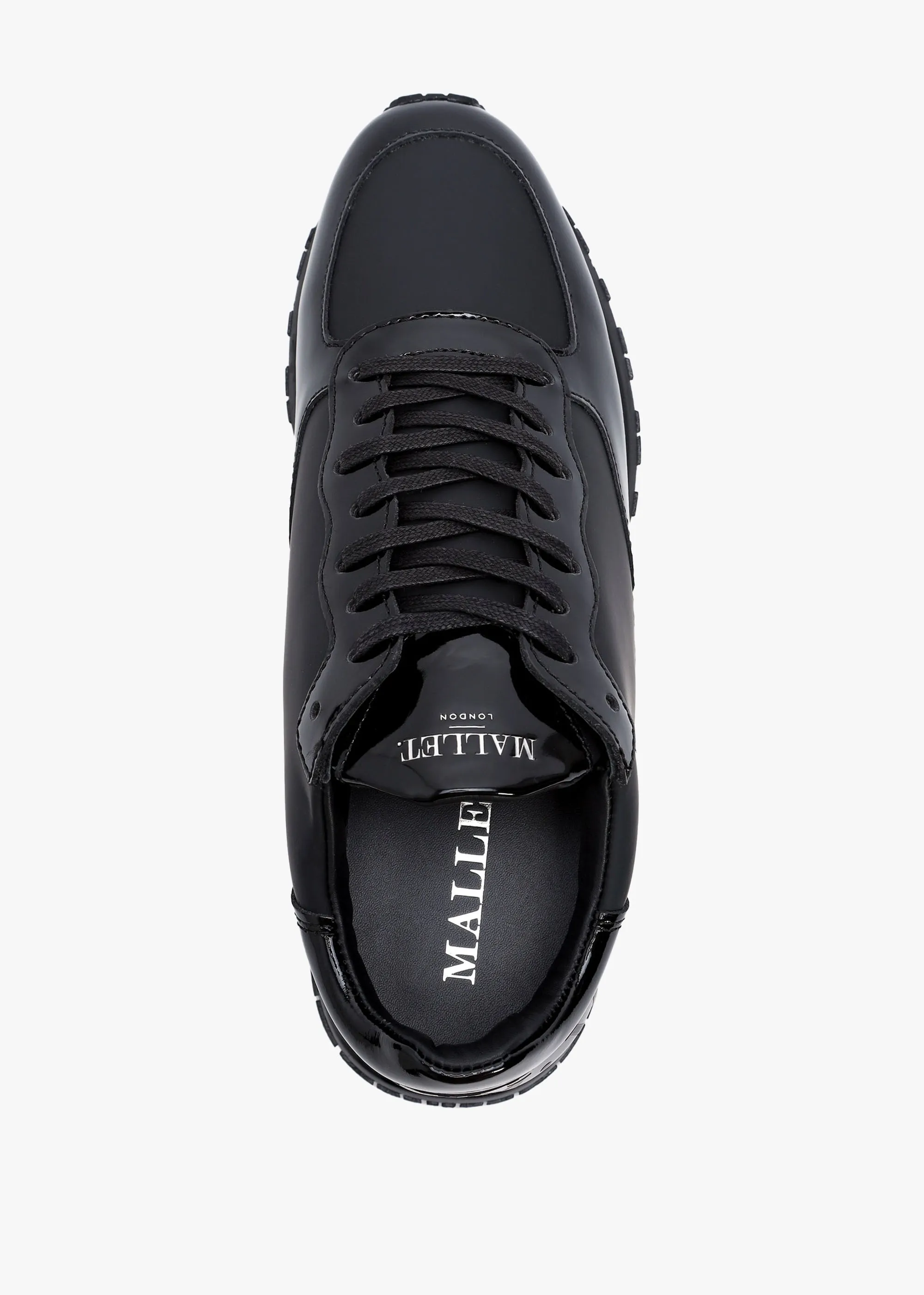 Popham Triple Black Patent Trainers