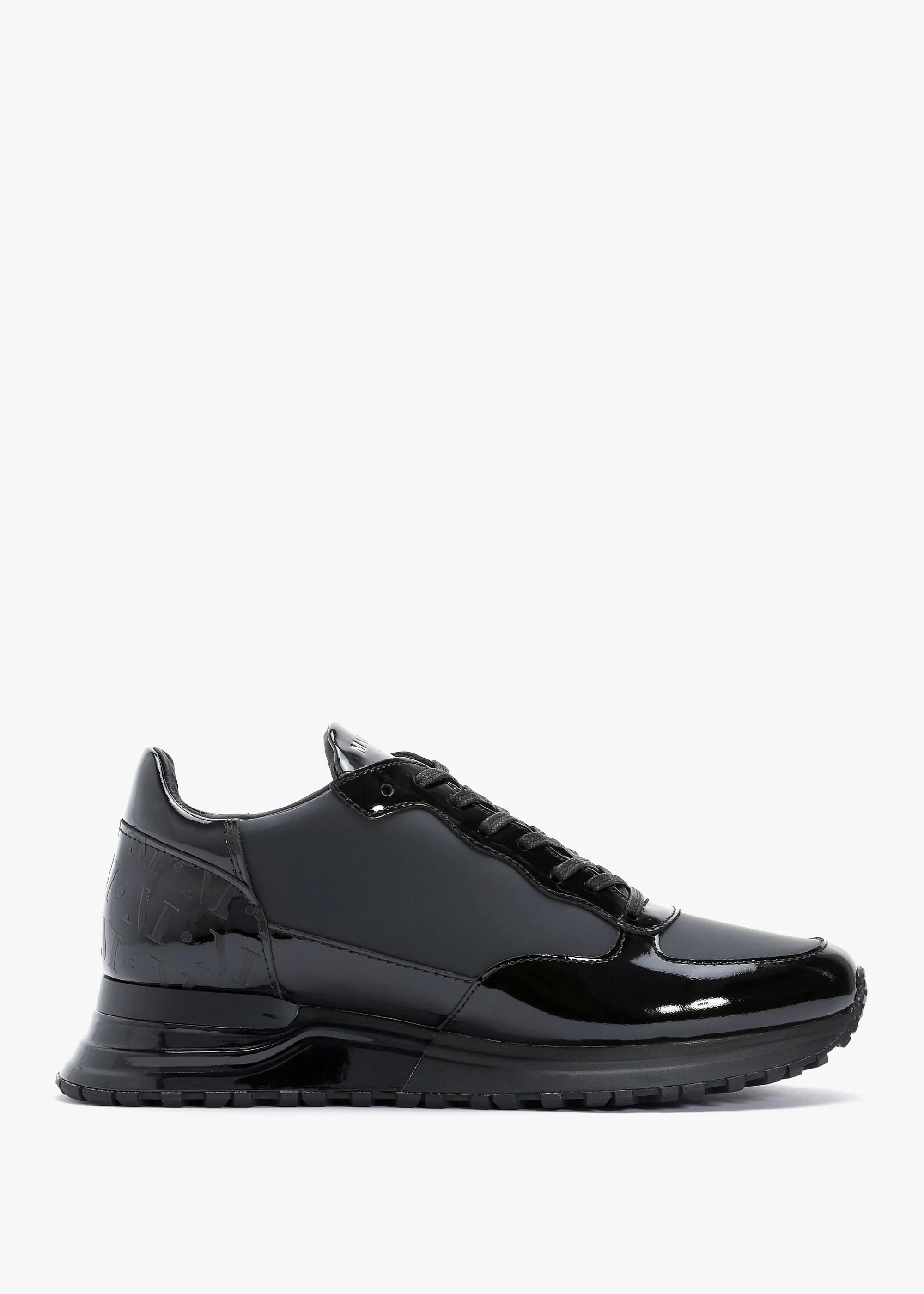 Popham Triple Black Patent Trainers