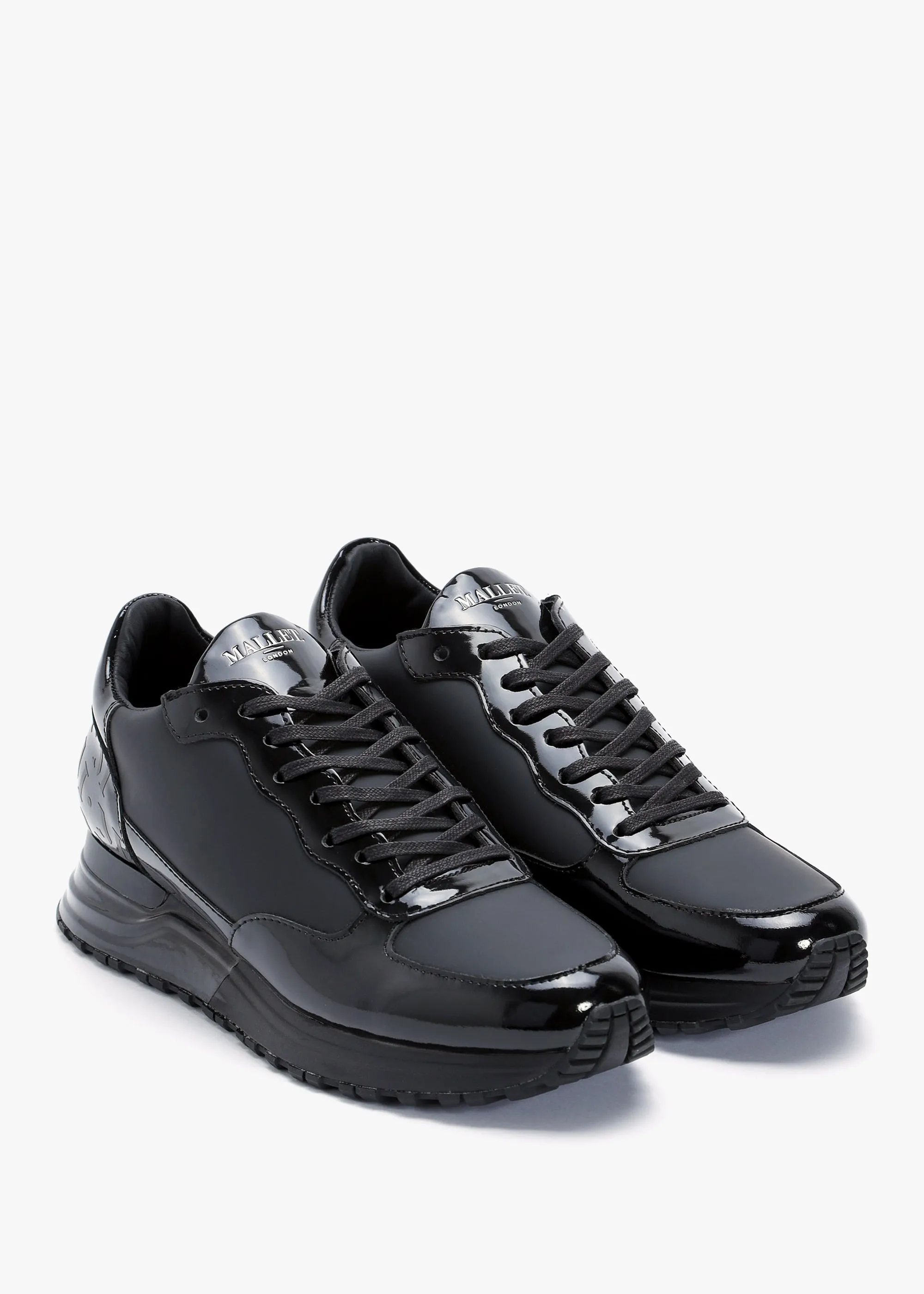 Popham Triple Black Patent Trainers