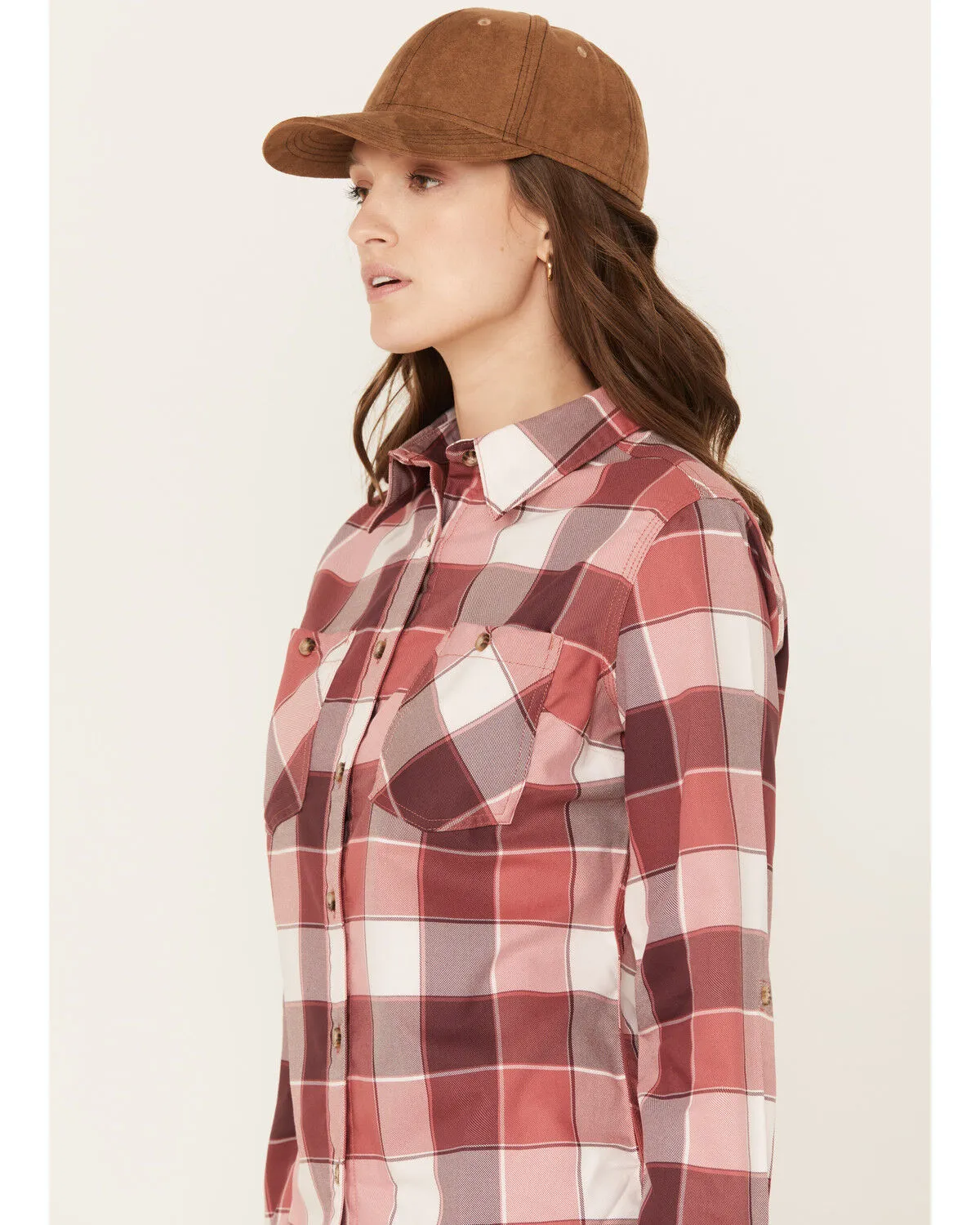 Product Name:  Wrangler Riggs Workwear Women's Plaid Print Long Sleeve Button Down Shirt