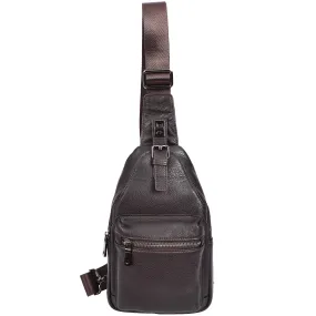 Real Leather Cross Body Chest Bag Phoenix Brown