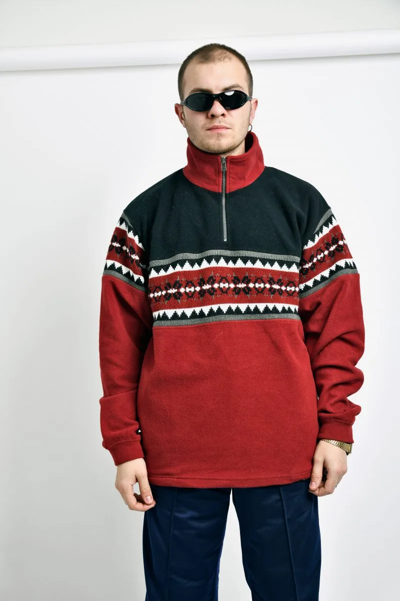 Retro 80s Christmas fleece red