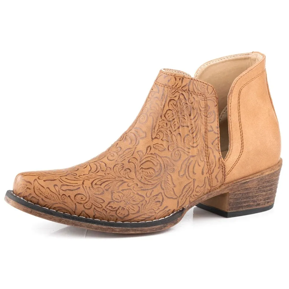 Roper Ladies' Tan Tooled Shortie Boot