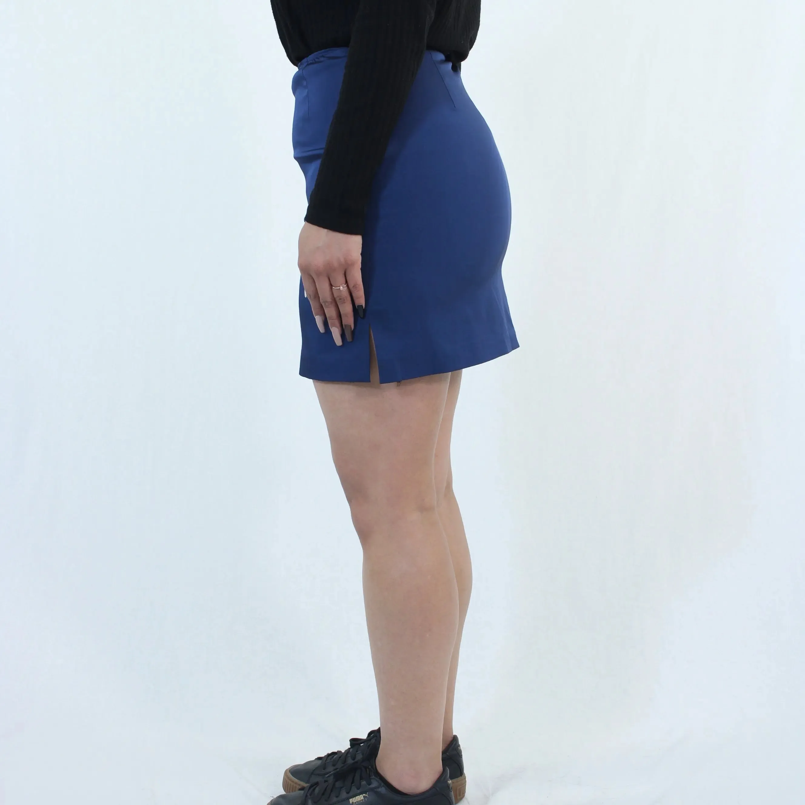 Satin Blue Skirt | ThriftTale