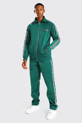 Season Zip Through Tricot Tape Tracksuit | boohooMAN UK