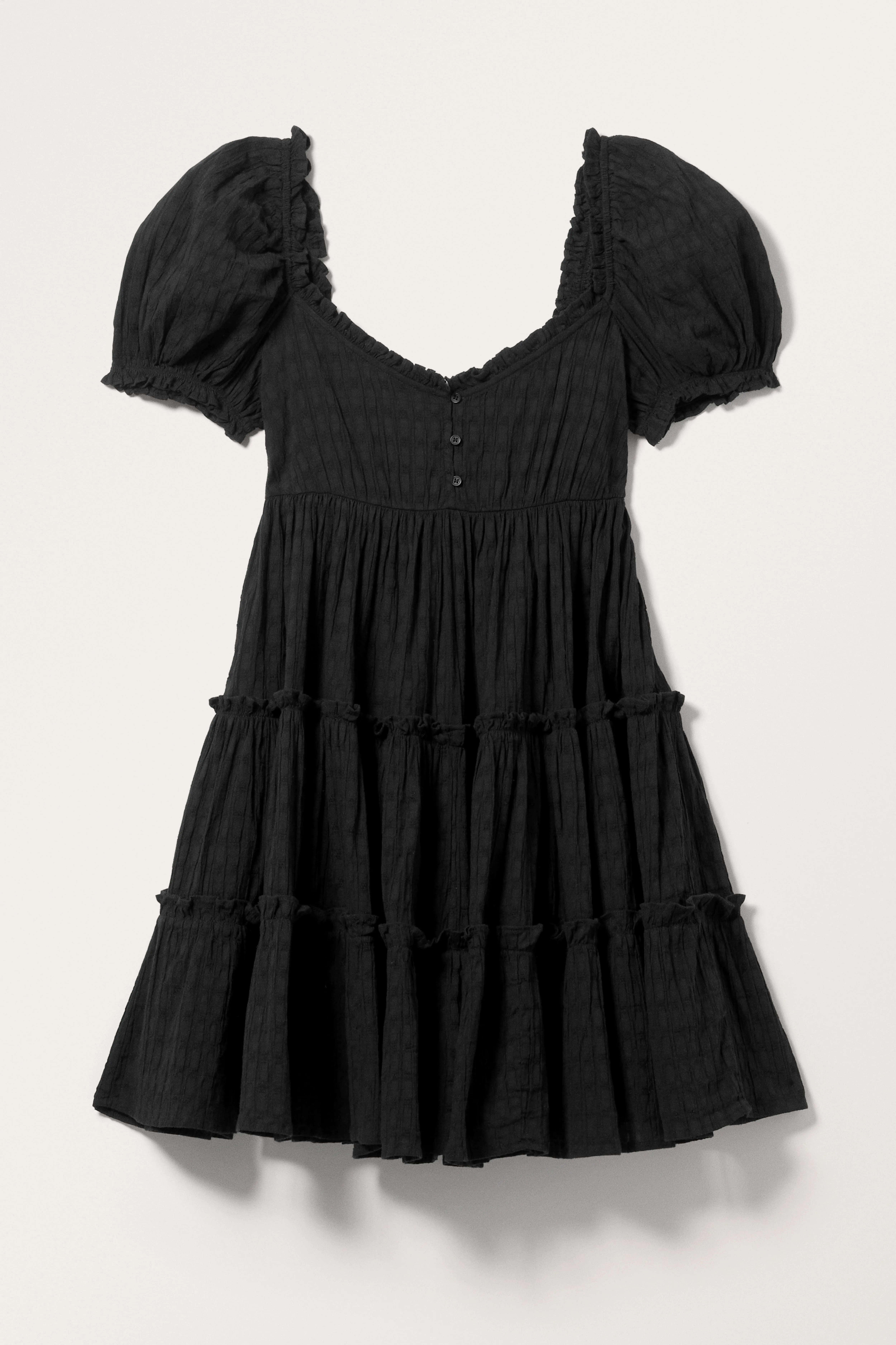 Short Puffy Babydoll Dress - Short sleeve - Short - Black - Ladies | H&M GB