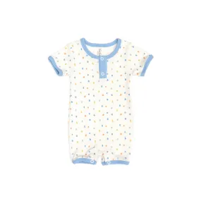 short sleeve romper - blue sprinkles