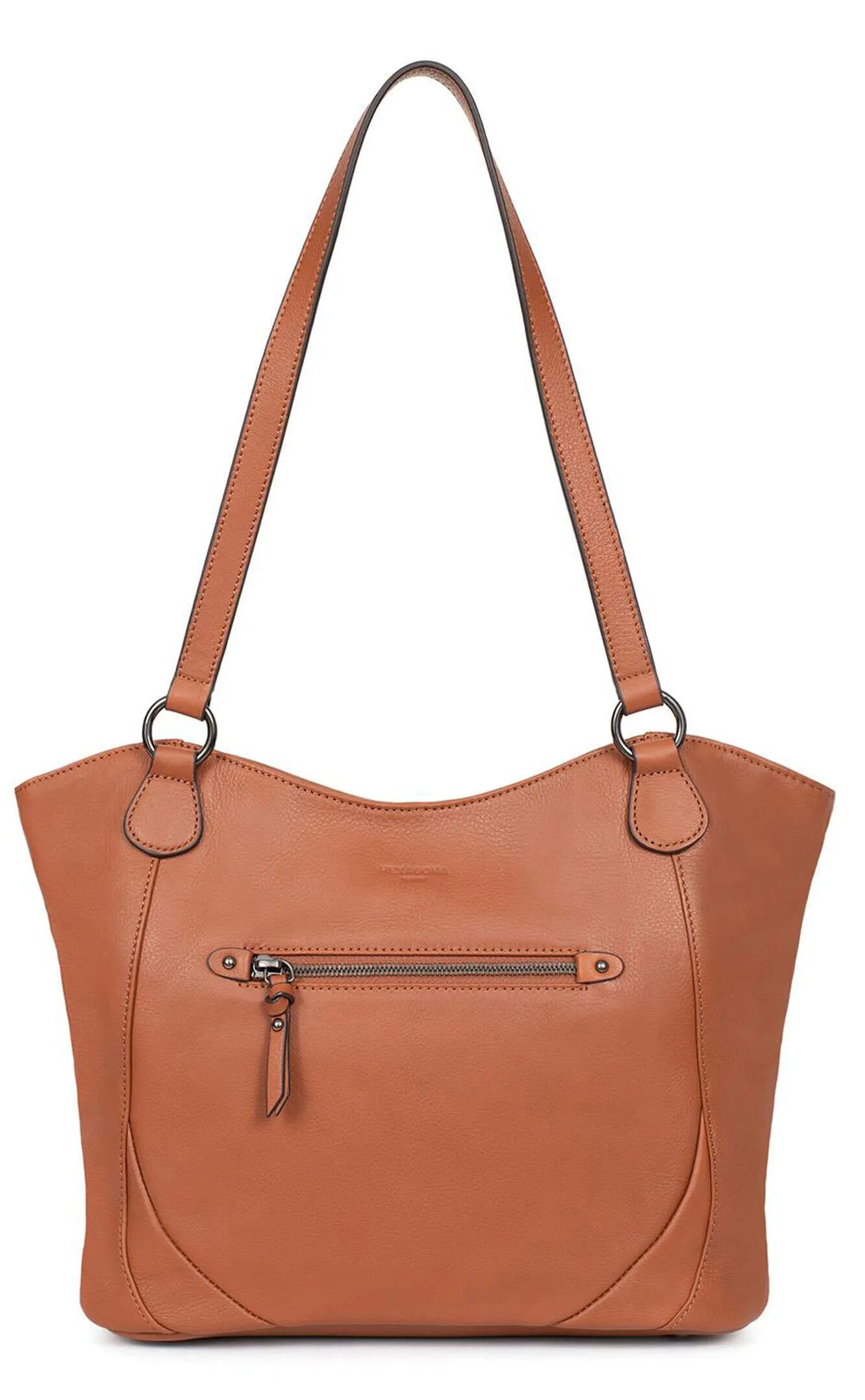 Shoulder bag 2 handles terracotta leather 419843