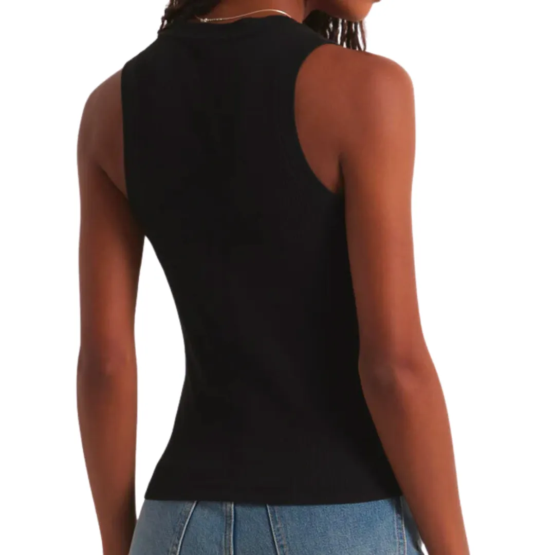 SIRENA RIB TANK TOP BLACK