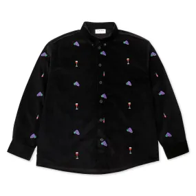 Skateboard Cafe Vino Embroidered Cord Shirt Black