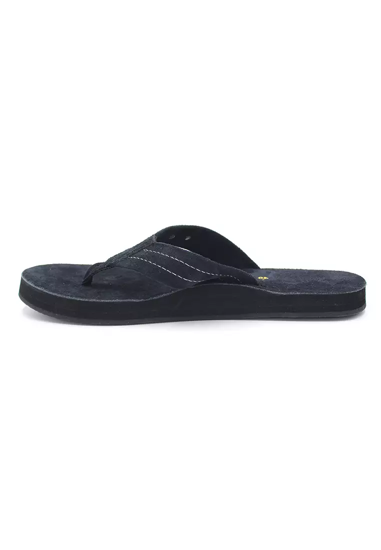 SoleSimple York - Black Leather Sandals & Flip Flops