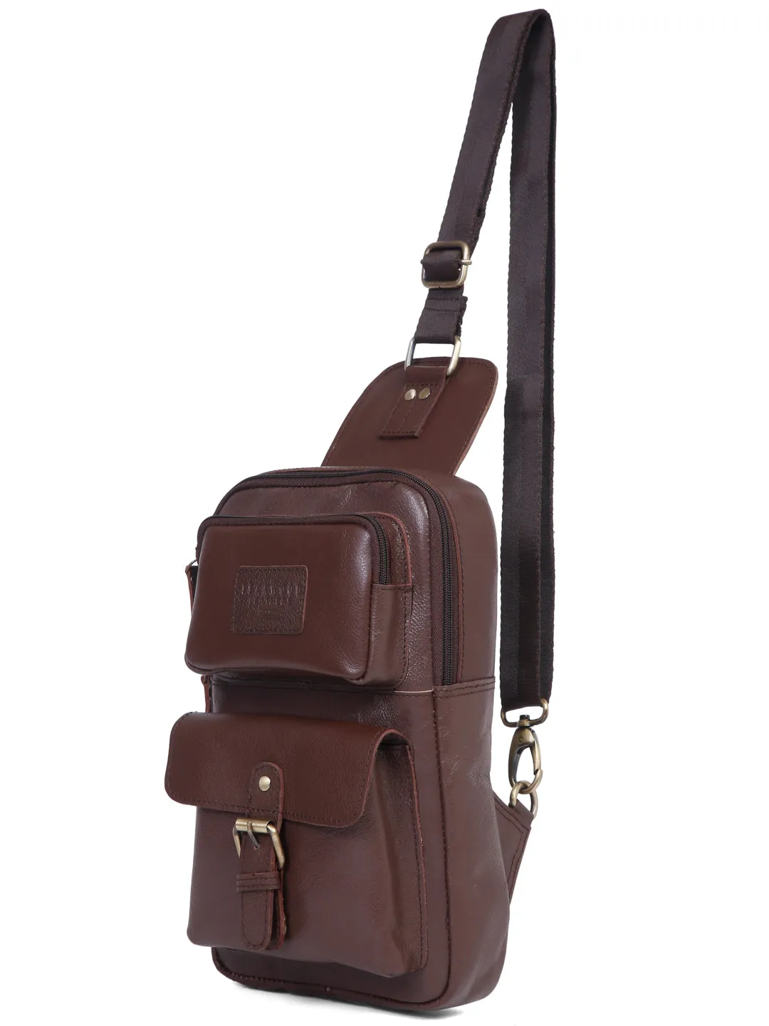 Teakwood Genuine Leather Brown Cross Body Bag