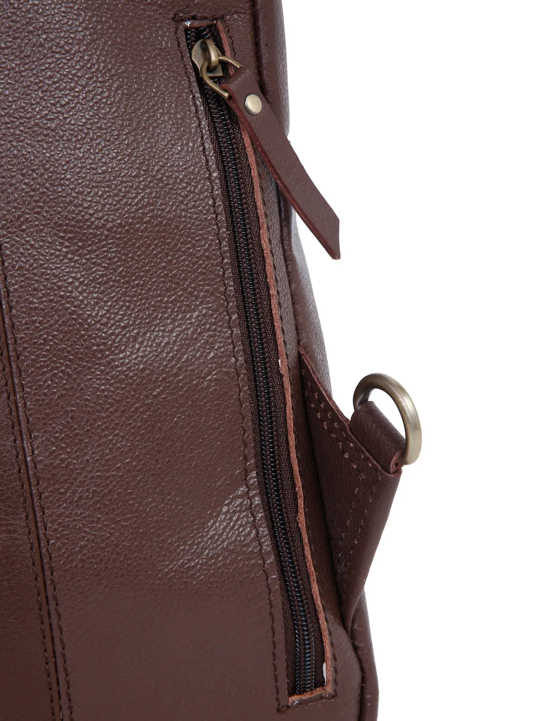 Teakwood Genuine Leather Brown Cross Body Bag