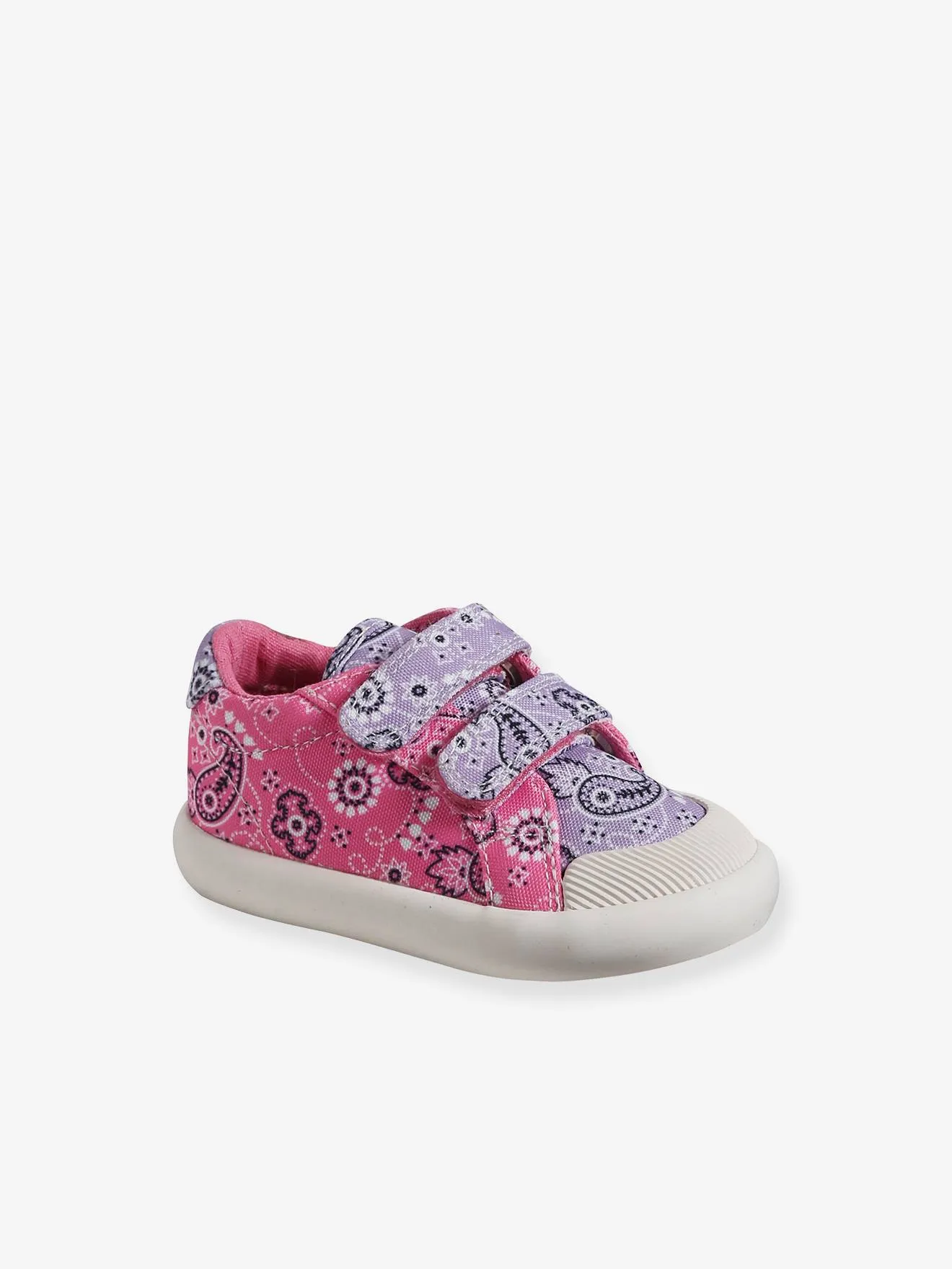 Touch-Fastening Trainers in Canvas for Baby Girls - printed pink