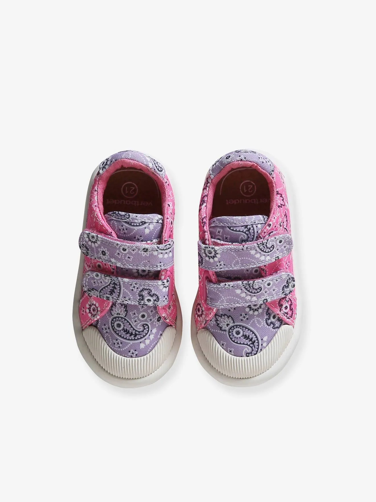 Touch-Fastening Trainers in Canvas for Baby Girls - printed pink