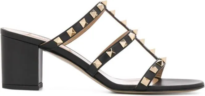 Valentino Garavani Rockstud 60mm leather mule sandals Black