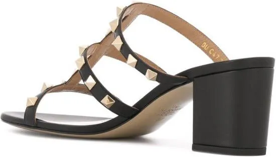 Valentino Garavani Rockstud 60mm leather mule sandals Black