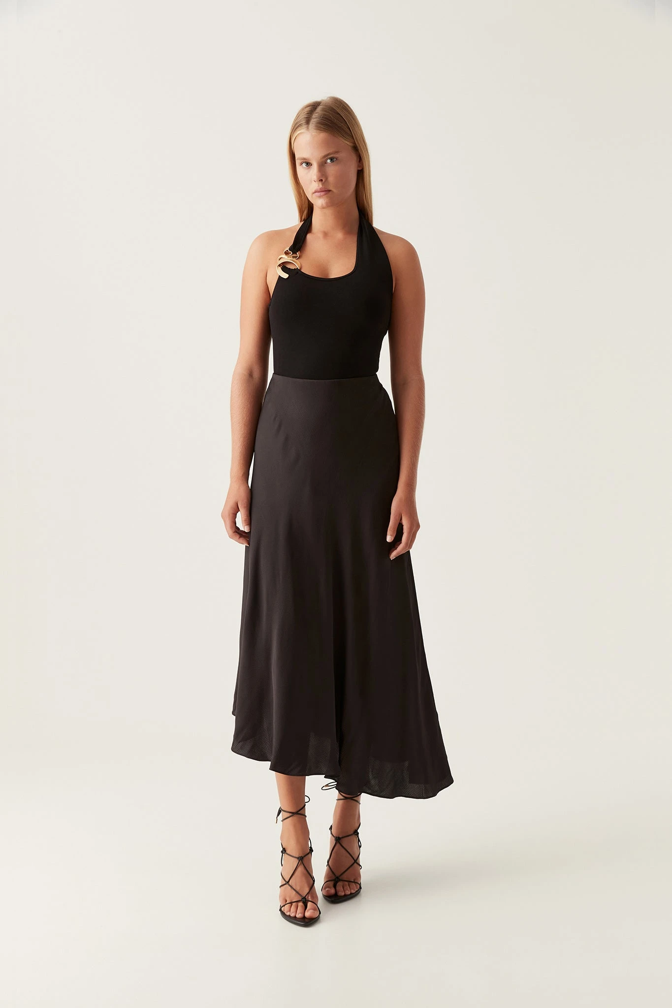 --Valeria Asymmetric Midi Skirt-