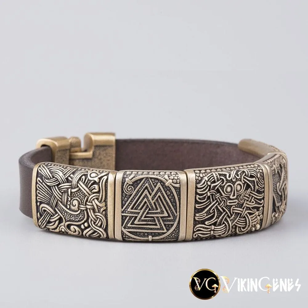 Viking Bracelet of - Gullinkambi - Valknut - Triquetra