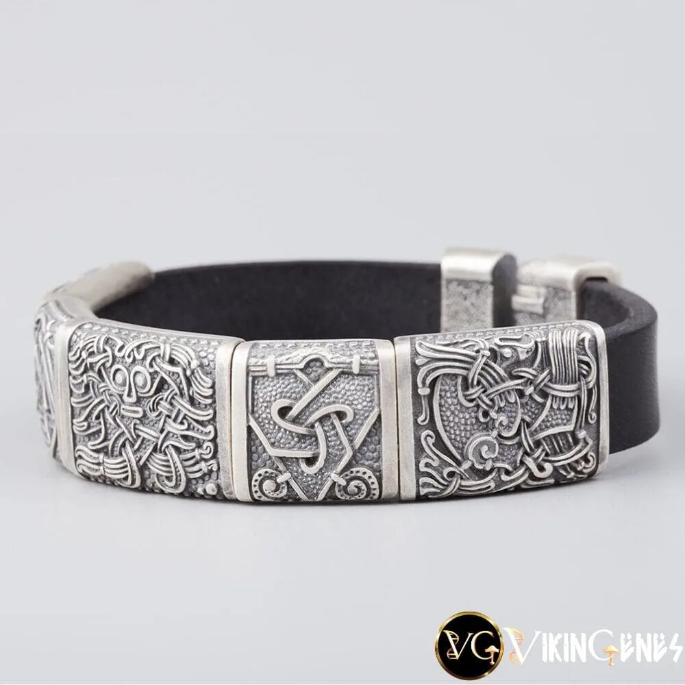 Viking Bracelet of - Gullinkambi - Valknut - Triquetra