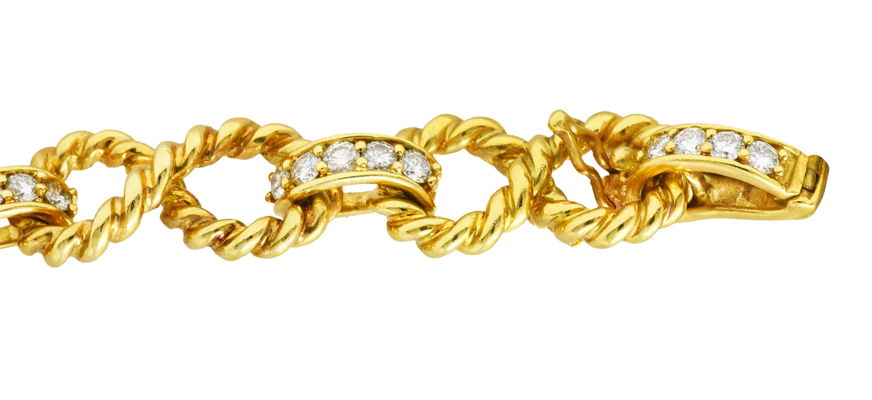 Vintage Tiffany & Co. 2.00 CTW Diamond 18 Karat Gold Twisting Infinity Bracelet