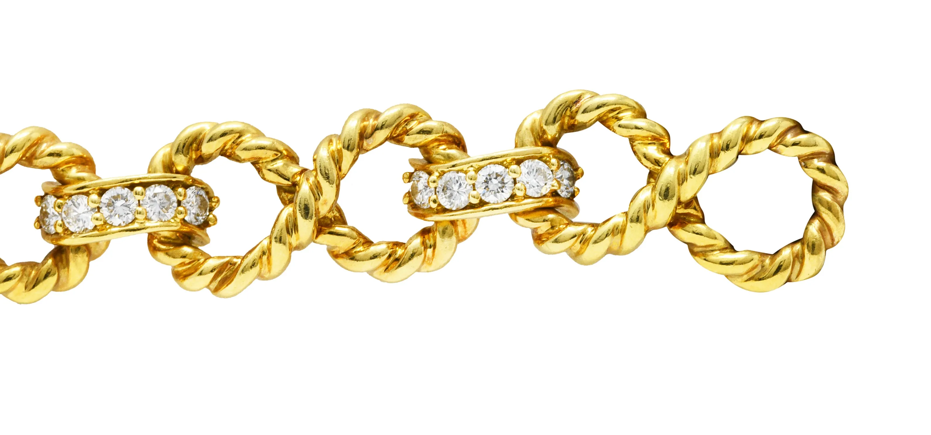 Vintage Tiffany & Co. 2.00 CTW Diamond 18 Karat Gold Twisting Infinity Bracelet