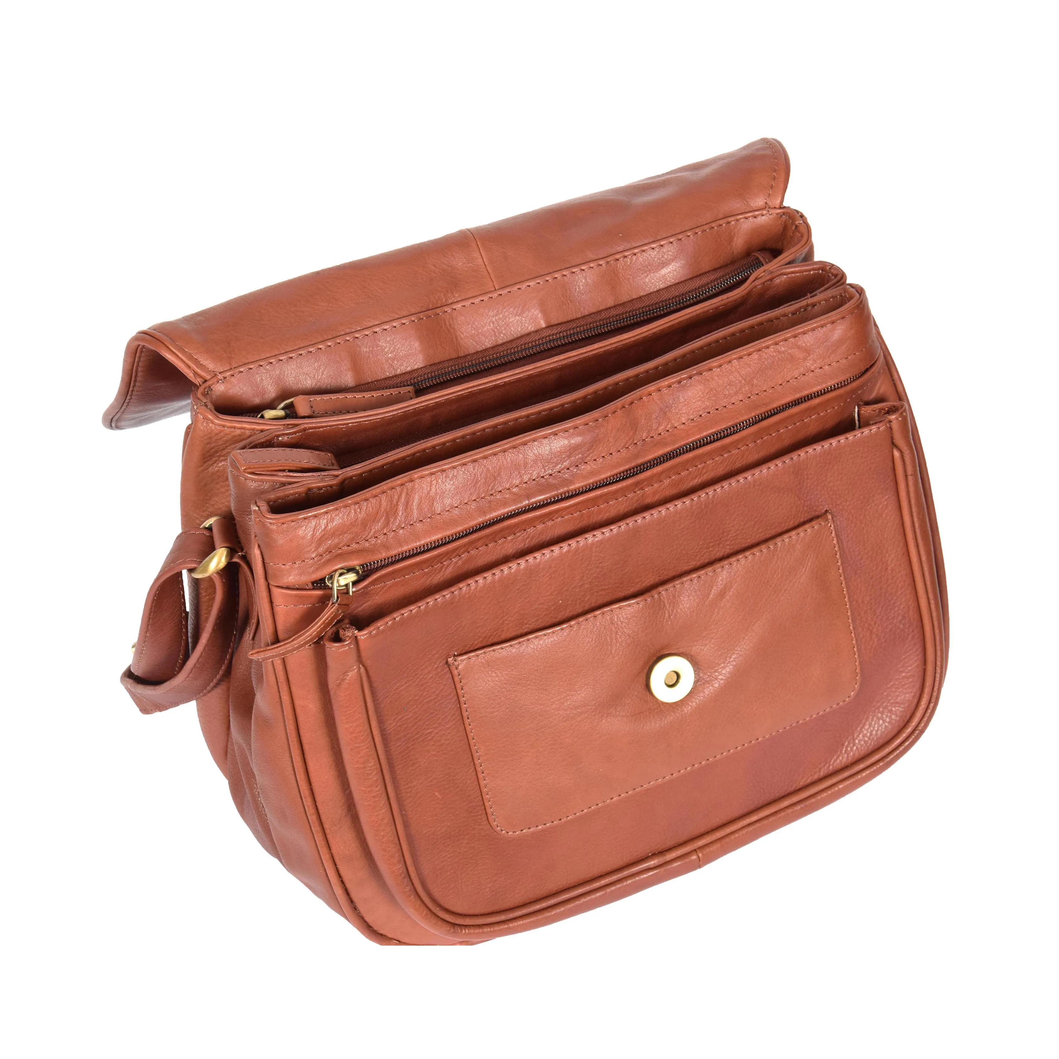 Womens Classic Cross Body Leather Bag Vancouver Brown