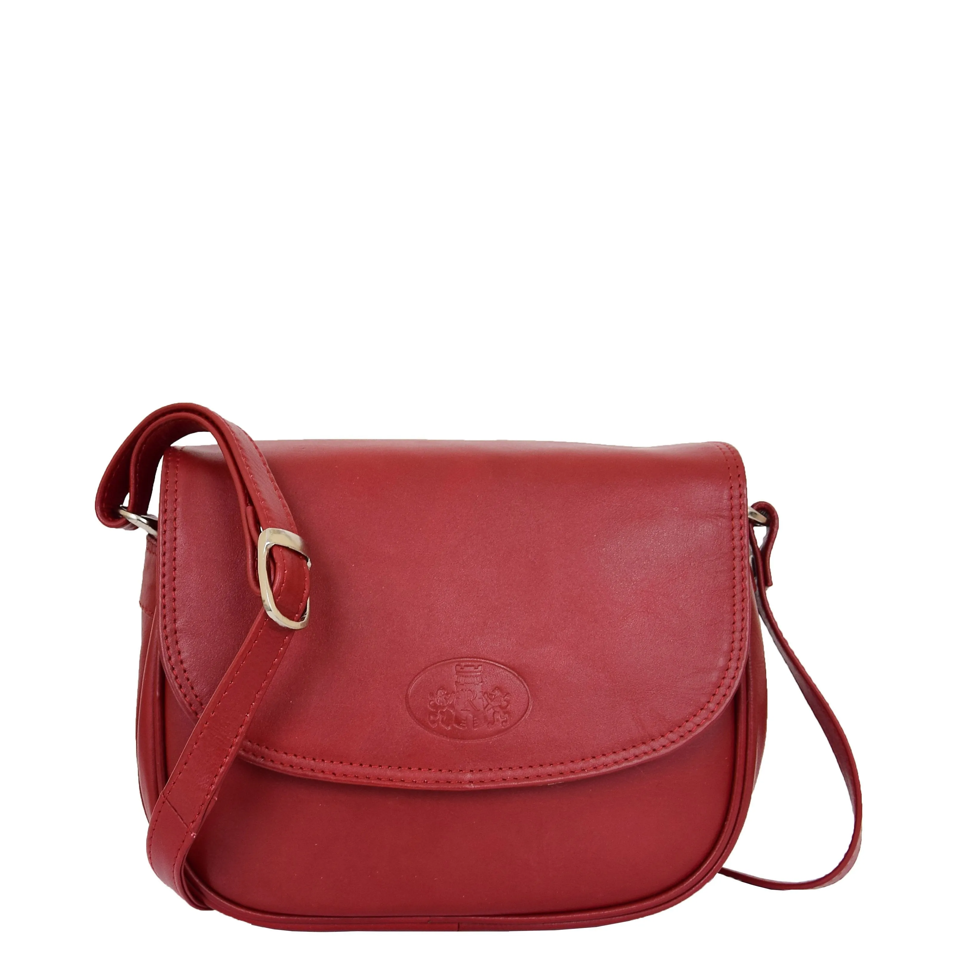 Womens Leather Cross Body Flap over Bag Athena Red