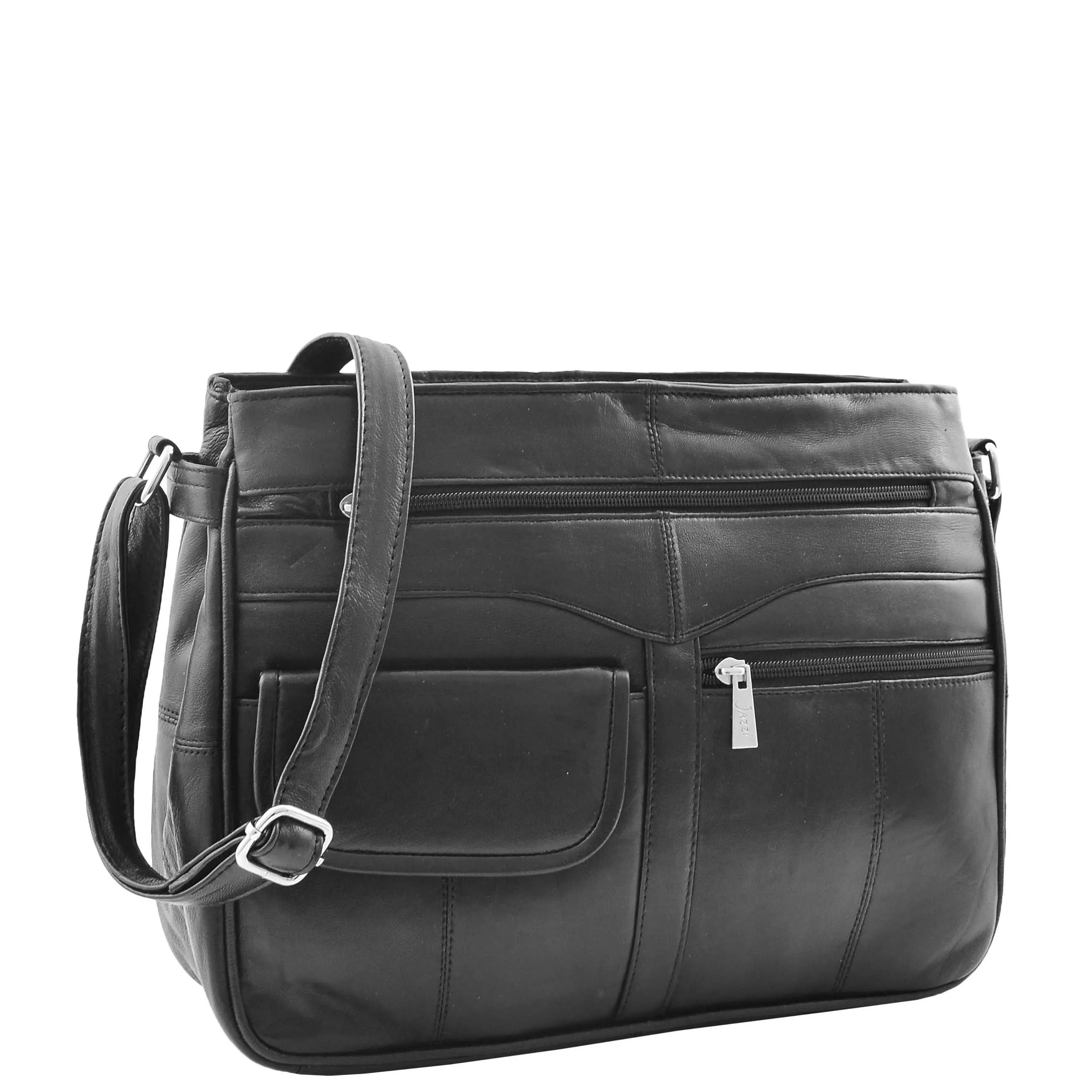 Womens Leather Cross Body Organiser Bag HOL001 Black