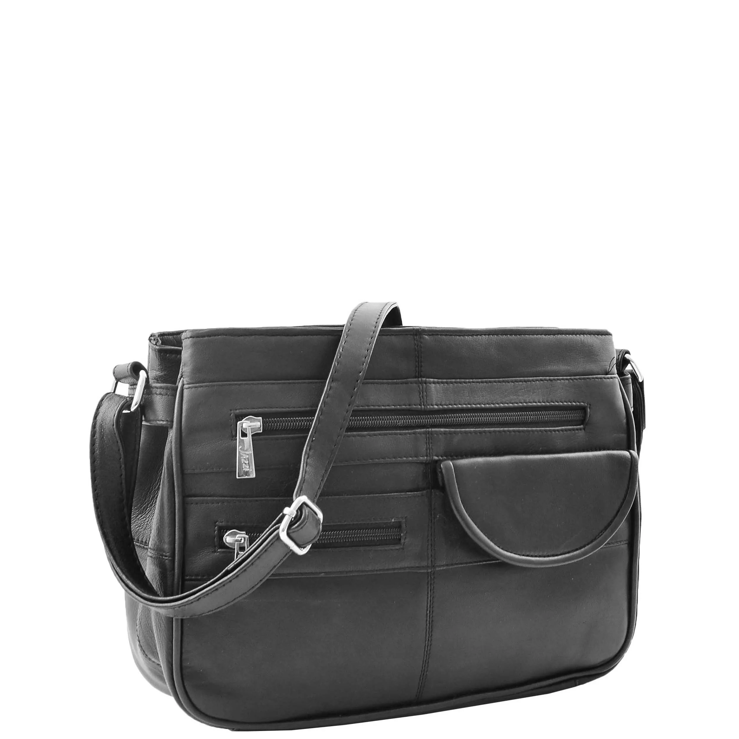 Womens Leather Small Cross Body Organiser Bag HOL005 Black