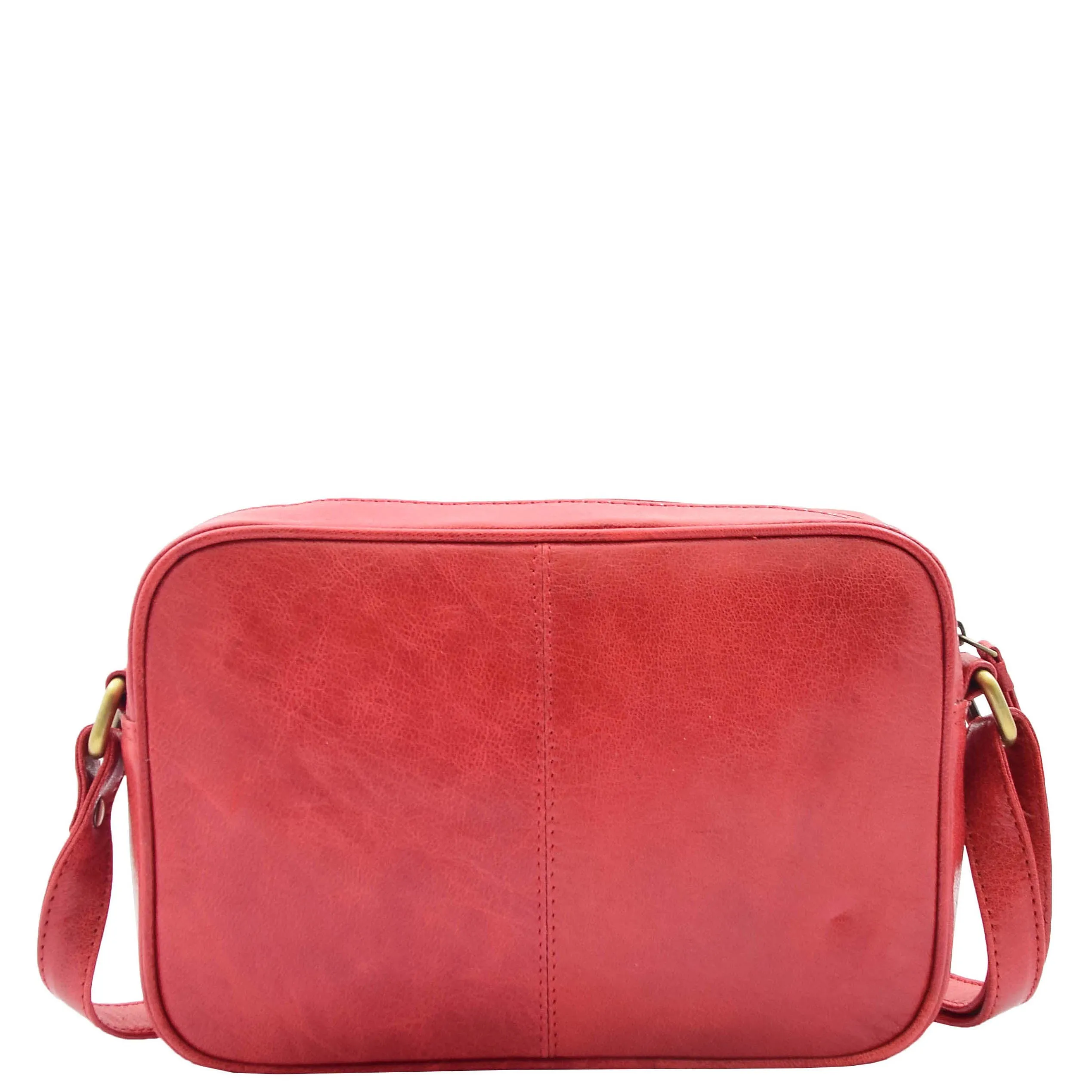 Womens Real Leather Small Cross Body Bag HOL361 Red