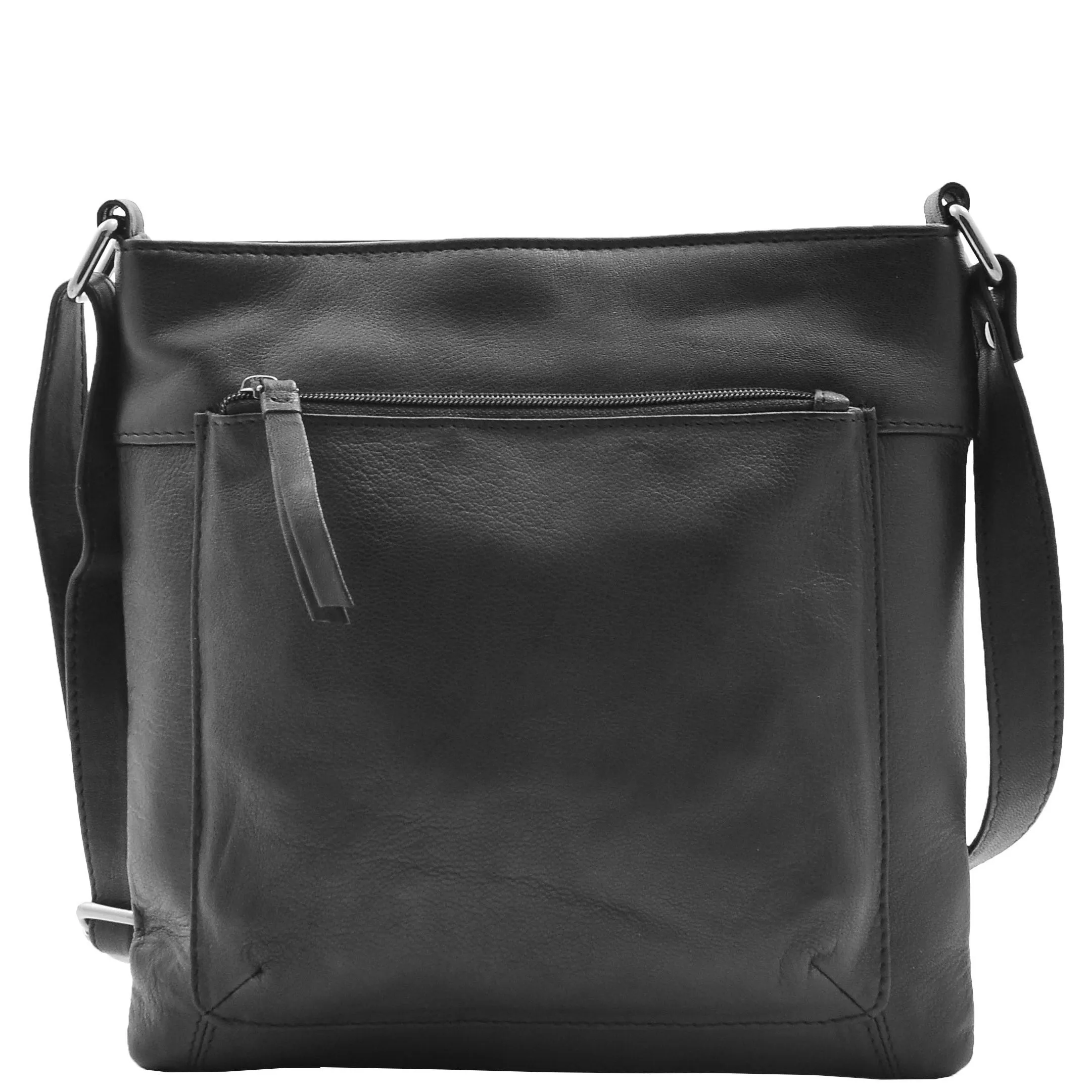 Womens Soft Leather Cross Body Slim Bag HOL843 Black