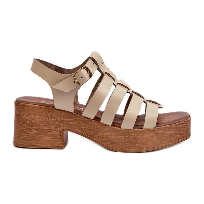 Zazoo 40410 Women's Leather Sandals, Beige