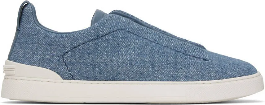 ZEGNA Blue Triple Stitch Sneakers