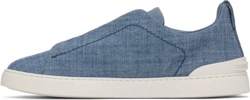 ZEGNA Blue Triple Stitch Sneakers