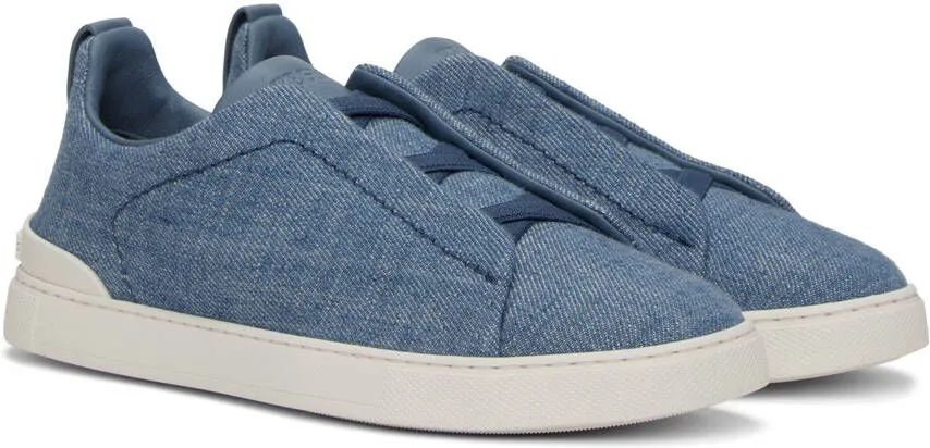 ZEGNA Blue Triple Stitch Sneakers