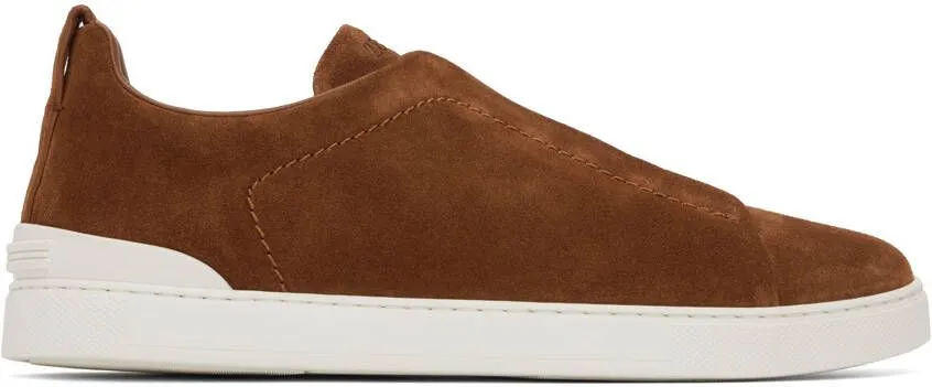 ZEGNA Tan Triple Stitch Sneakers