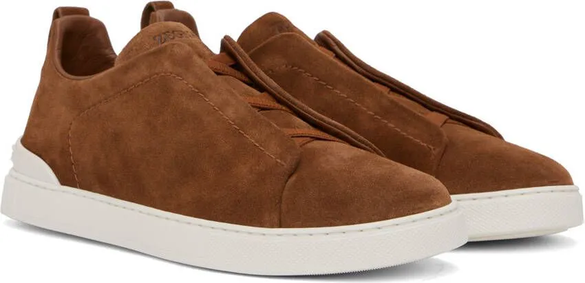 ZEGNA Tan Triple Stitch Sneakers